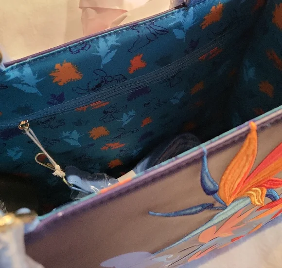 Loungefly Stitch Tropical Bird Of Paradise Blue Tote NWT Beautifully Embroidered - Picture 6 of 12